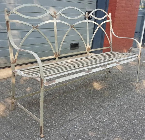 Antique French garden bench park bench, Garden benches, Metal, Grey, Vintage (photo 4 of 7)