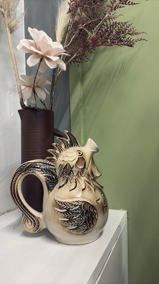 Petit arrosoir, pichet, carafe d'eau, petit vase vintage, Verres et carafes, Céramique, Beige (photo 6 sur 6)