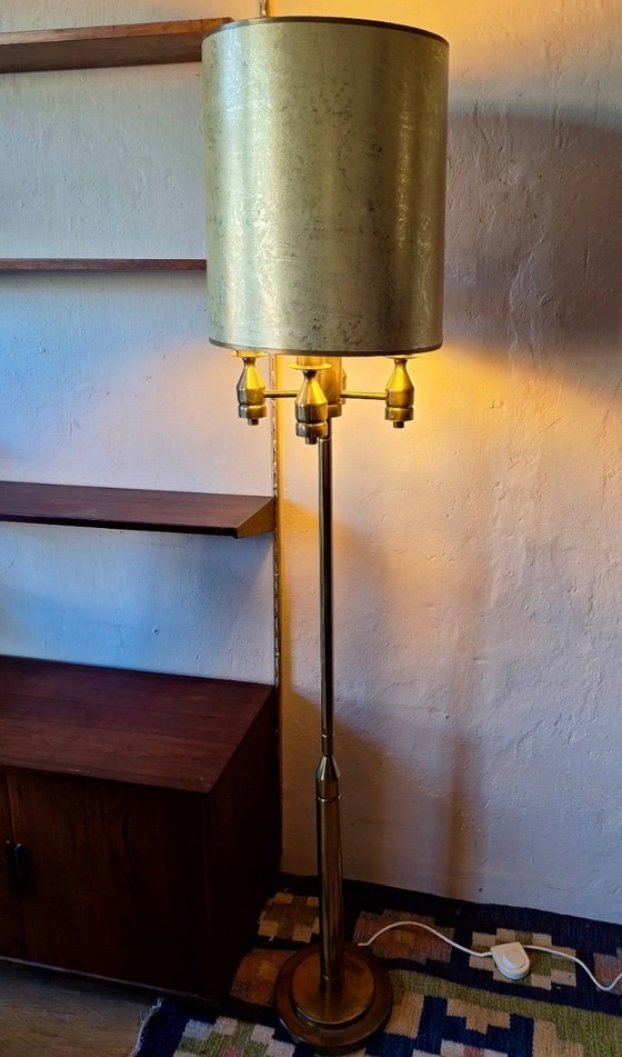 Image 1 of Brutalistische Stehlampe aus Messing mit vier Leuchten aus der Mitte des 20. Jahrhunderts, 1960er Jahre