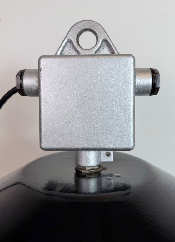 Image 1 of Large Black Industrial Factory Pendant Lamp from Elektrosvit, 1960s