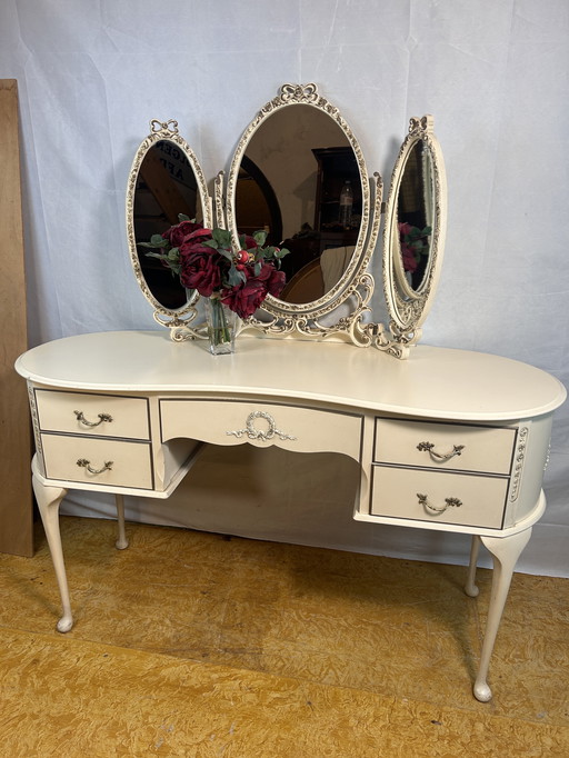 Romantico tavolo da toeletta vintage Shabby Chic Brocante di manifattura inglese