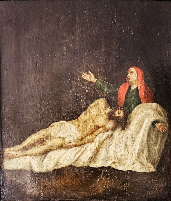 Image 1 of Old Painting Unknown Artist "The Lamentation of Christ"