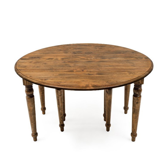 19e-eeuwse Toscaanse iepenhouten uitschuifbare ronde eettafel met vijf bladen – Wood (photo 10 of 13)