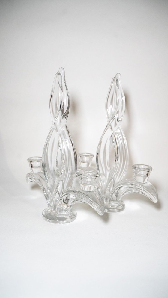 Image 1 of Vintage Vannes crystal candlesticks, 1960s