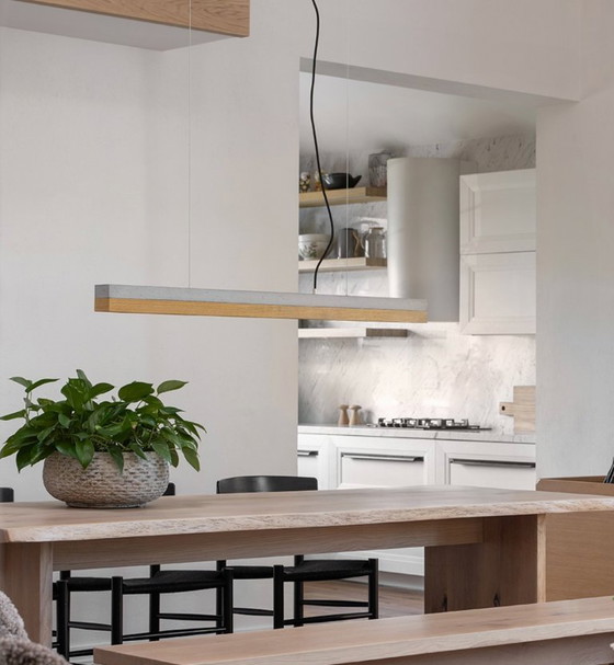 Image 1 of Dark Grey Concrete & Oak Wood Pendant Light