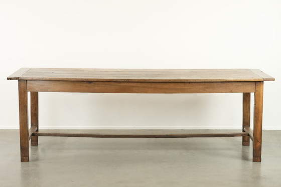 Image 1 of Large antique French farmhouse dining table made of oak from the early 1800s