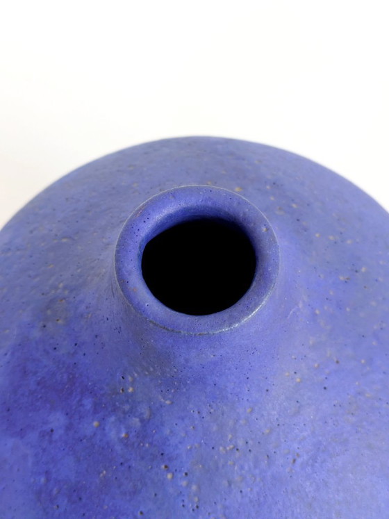 Image 1 of Vase Heyne Keramik, céramique Klein Blue Fat Lava, Allemagne de l'Ouest, années 1960, signé.