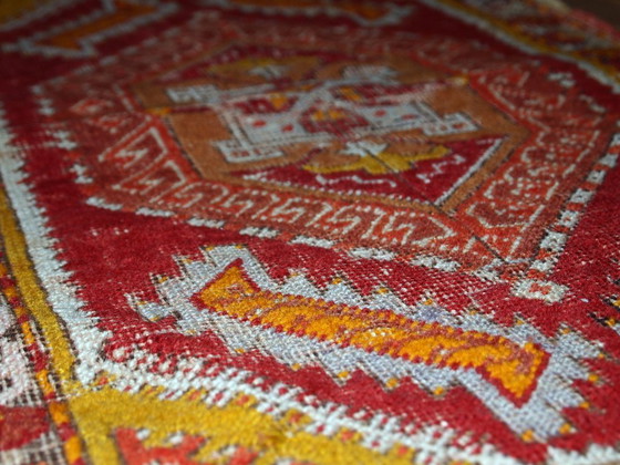 Image 1 of Handmade antique collectible Turkish Yastik rug 1.4' x 2.8' (44cm x 86cm) 1920s - 1C371