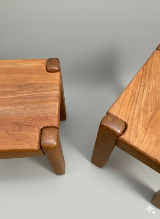 Image 1 of Coppia di comodini in olmo massello – stile Regain/Chapo, anni '70