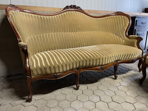 Image 1 of Conjunto de sofás Luis XV antiguos con 2 sillones