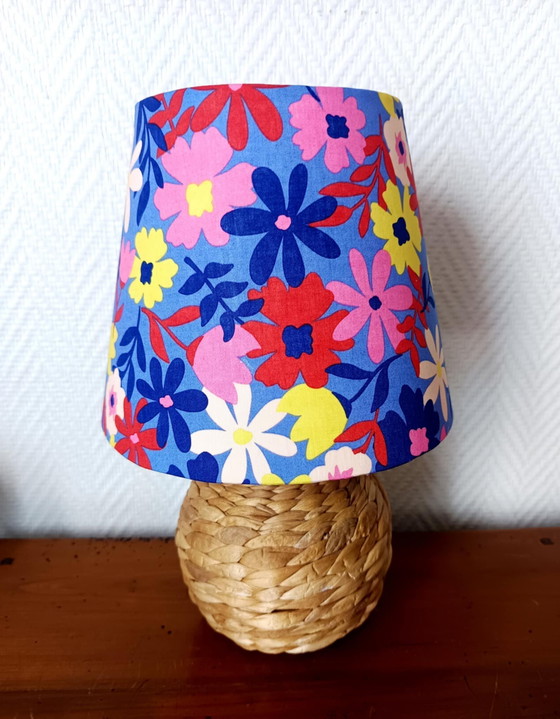 Image 1 of 2x Lampen aus Weide und Lampenschirme 1970 nach Maß