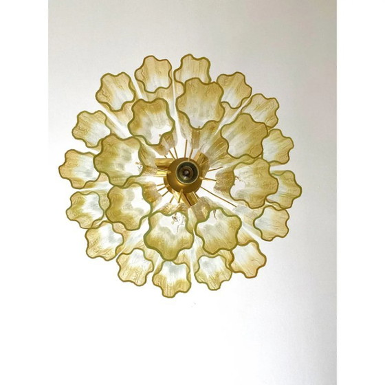 Image 1 of Luxe kroonluchter van vervaagd helder en amberkleurig Tronchi Murano-glas