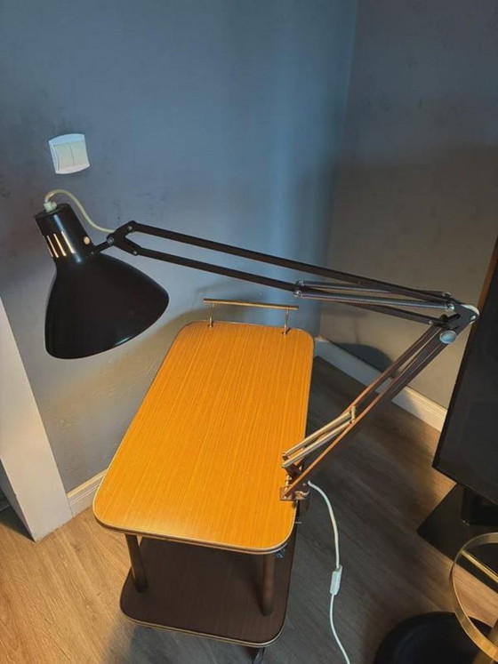 Lampada da tavolo da architetto Luxo L-1 di Jacob Jacobsen, marrone, anni '60, Lampade da tavolo, Metallo, 1960 (foto 2 di 8)