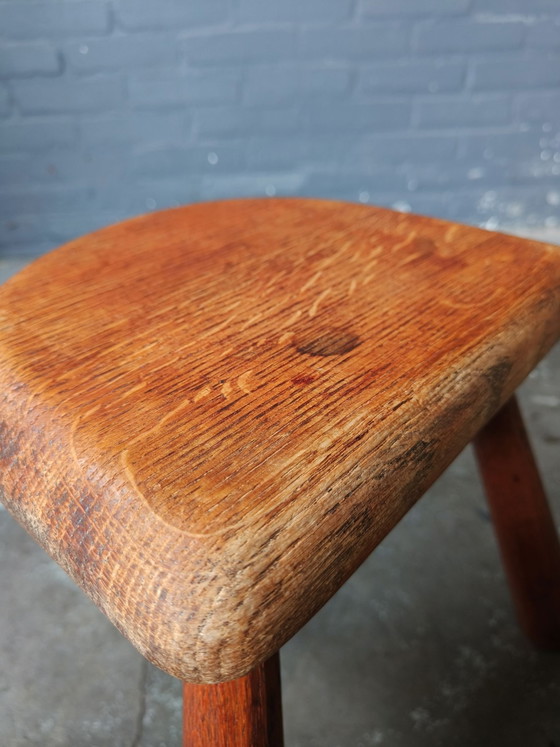 Tabouret vintage en chêne des années 60 - tabouret dans le style de Perriand – Bois (photo 8 of 14)