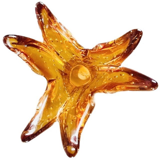 Image 1 of Vintage Bullicante Murano amber glass vase attributed to Archimede Seguso 1970s
