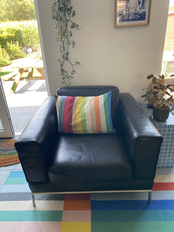 Zwarte lederen zetelset – Ikea, Zithoek, rvs, Leather (photo 3 of 5)