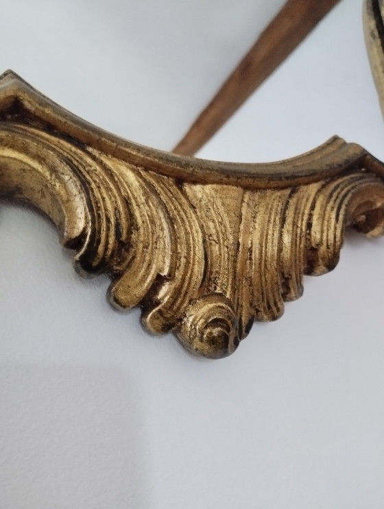 Image 1 of Ancien grand miroir violoné en bois doré style Rocaille Louis XV