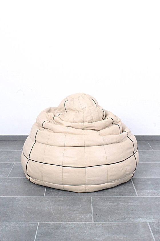 Image 1 of Vintage leather patchwork beanbag from the 1980s