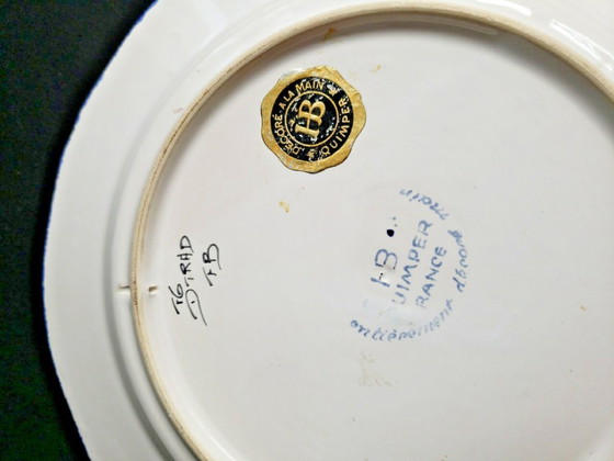 Piatto antico Henriot Quimper dipinto e decorato a mano – Stoviglie, Ceramica (photo 5 of 5)