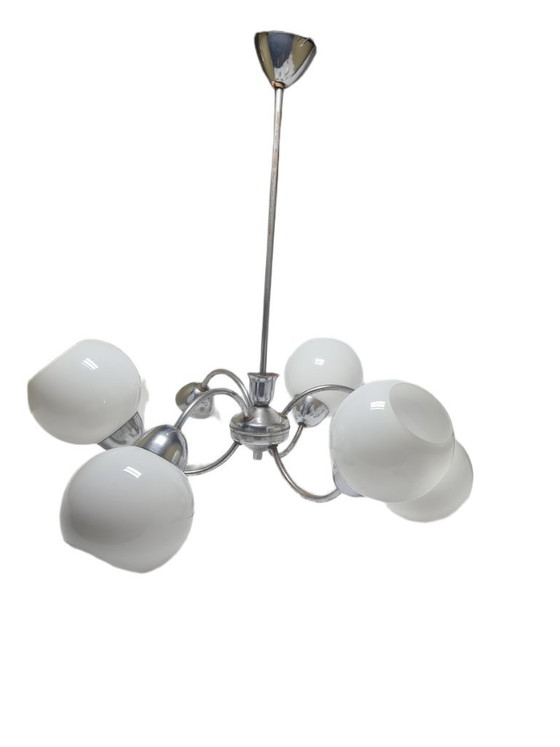 Art Deco Style Chandelier, Poland, 1960s – Glass, Metal (photo 8 of 12)