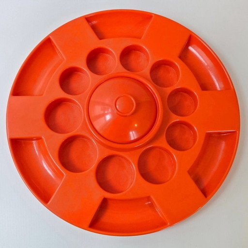 Grote vintage oranje plastic dienblad uit de jaren 70, Bismuth Creations Parijs jaren 70
