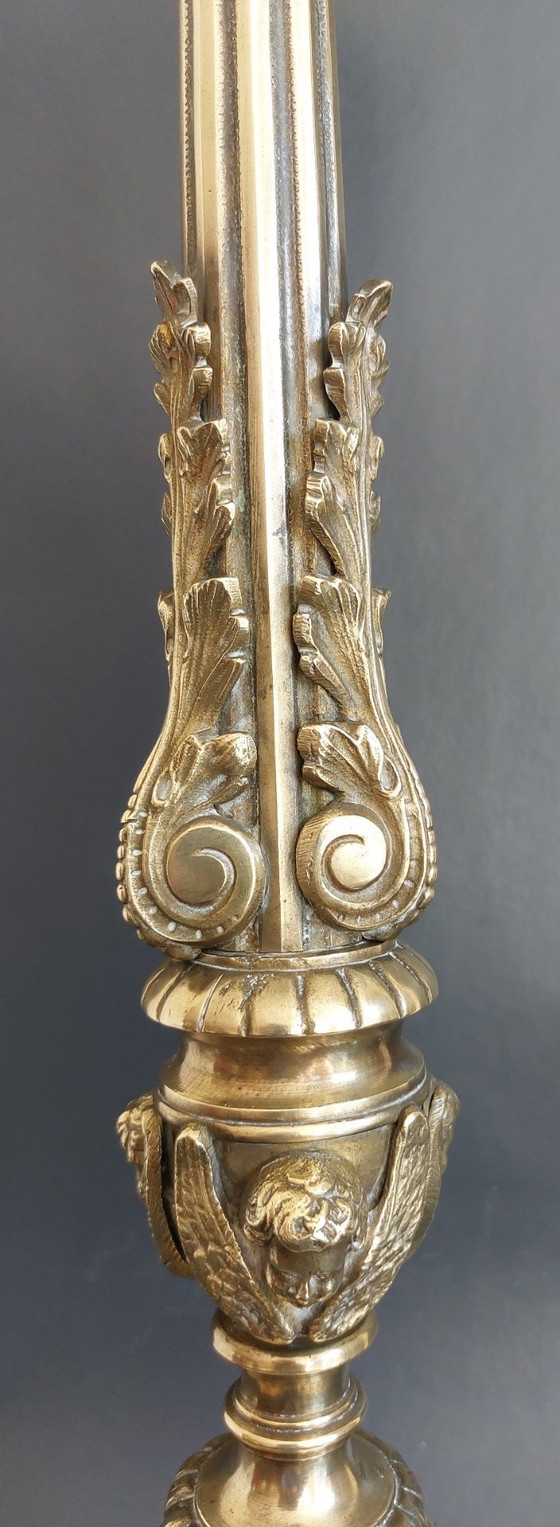 Image 1 of Candelabro da cappella in bronzo del XIX secolo