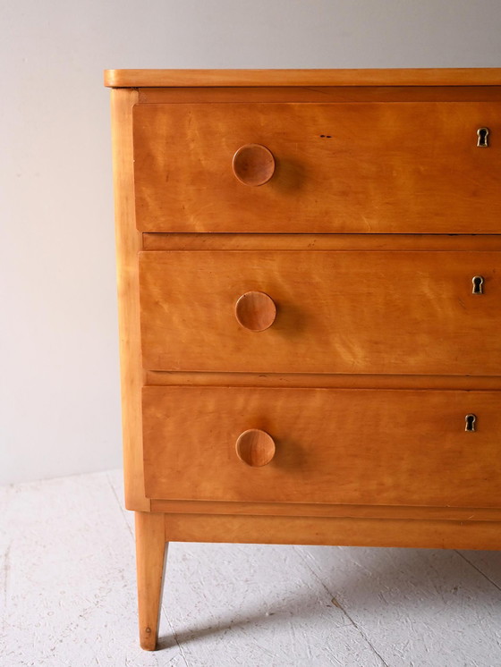 Image 1 of 1950s Scandinavian vintage oak chest of drawers
