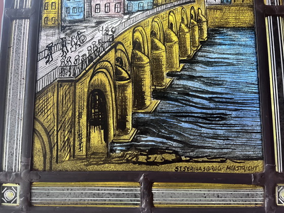 Image 1 of Vetrata al piombo con immagine di Maastricht