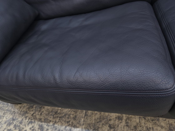 Image 1 of De Sede ds 17 three-seater blue Paris designer sofa leather sofa couch desede