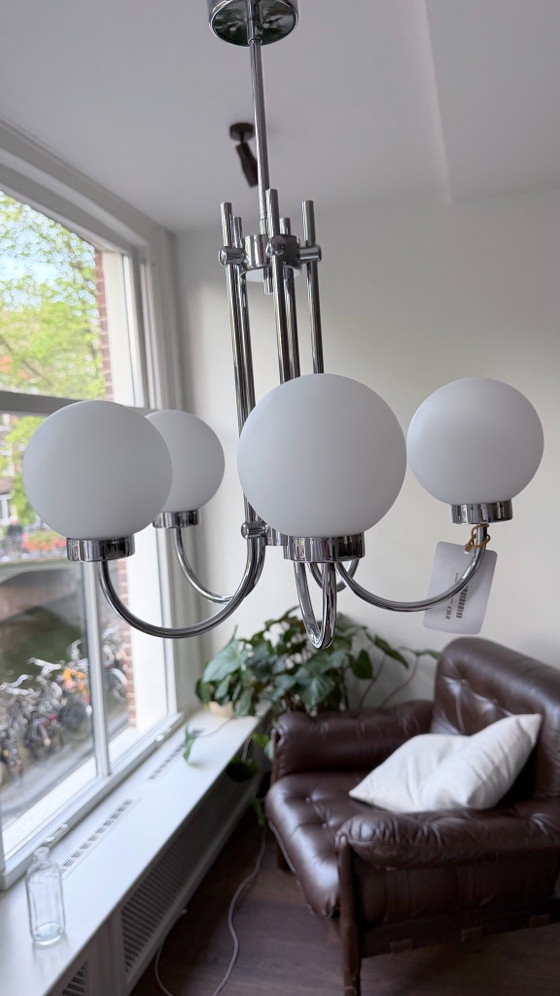 Plafoniera Mid-century Space Age – Scolari, Plafoniere, Vetro, Cromo (photo 5 of 9)