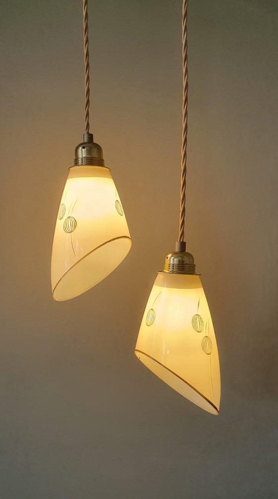 Set Vintage Hanglampen Met Decoratie. Beige / Zacht Geel – Metal (photo 3 of 27)