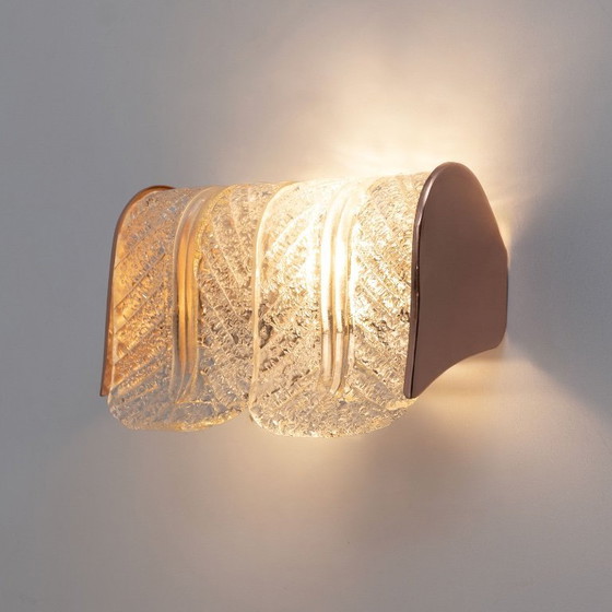 Image 1 of Coppia di applique da parete in vetro di Murano con dettagli in rame, Barovier & Toso, Italia, anni '70.