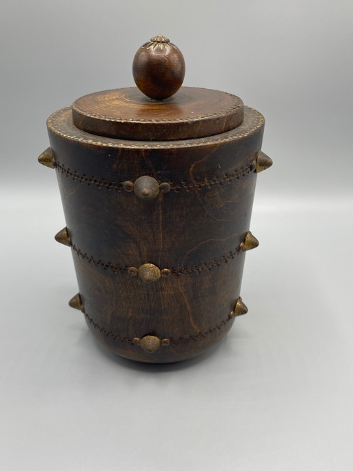 Turned Wood and Brass Tobacco Jar – 1950s-1960s – decoratieve objecten, Mid Century Modern (photo 2 of 7)