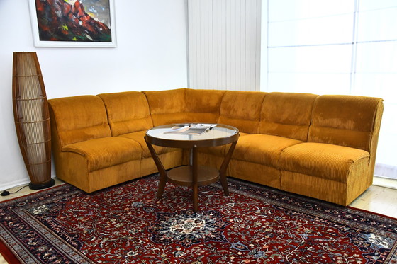 Image 1 of Yellow Corduroy Angle Modular Sofa, 1970s, Set of 6