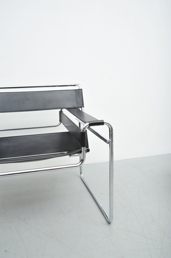 Image 1 of Wassily Armchair B3 Tubular Steel And Leather By Marcel Breuer Bauhaus Design 1925