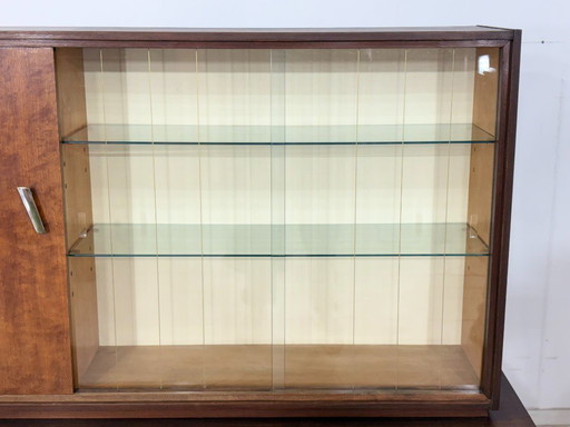 Dressoir uit het midden van de vorige eeuw / vitrinekast / woonkamerkast / vintage buffetkast / hoge kast