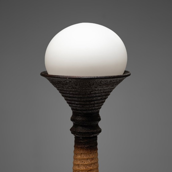 Grote Earthly keramische tafellamp van Doria Leuchten, Duitsland, jaren 70. – Tafellampen, Ceramic, Glass (photo 3 of 10)