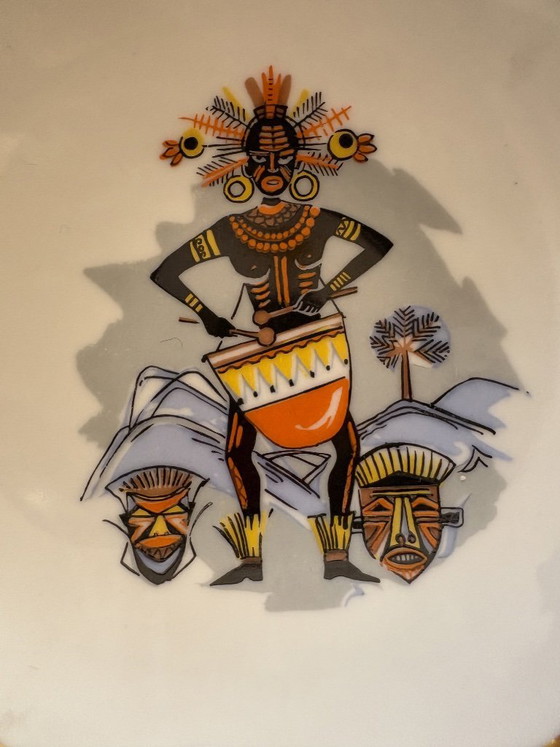 Image 1 of Servizio da 6 pezzi in porcellana Schirdding Bavaria di metà secolo, dedicato ai musicisti di tutto il mondo.