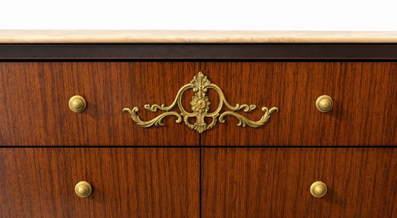 Image 1 of Buffet/commode italien du milieu du XXe siècle avec plateau en marbre