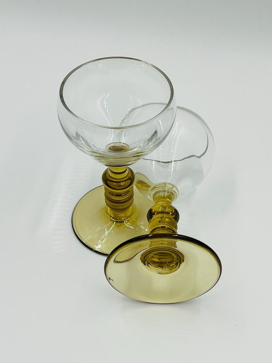 Dúo de copas de vino Roemer de Alsacia con pie ámbar, Vasos y jarras, Vidrio, Transparente, Vintage (foto 6 de 9)