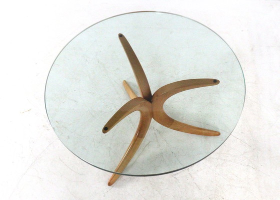 Image 1 of Table basse Alma Möbel avec pieds en forme de boomerang et plateau en verre, vintage