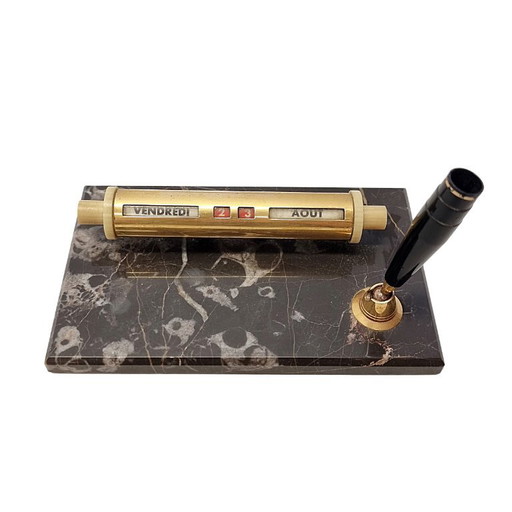 Calendrier de bureau vintage doré étoilé avec porte-stylo – decoratieve objecten, Marble (photo 2 of 6)