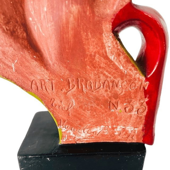 Image 1 of Vintage Rockabilly Keramik-Frauenfigur Wandmaske Retro Brabancon von Tich Vanden Black 1950er Jahre