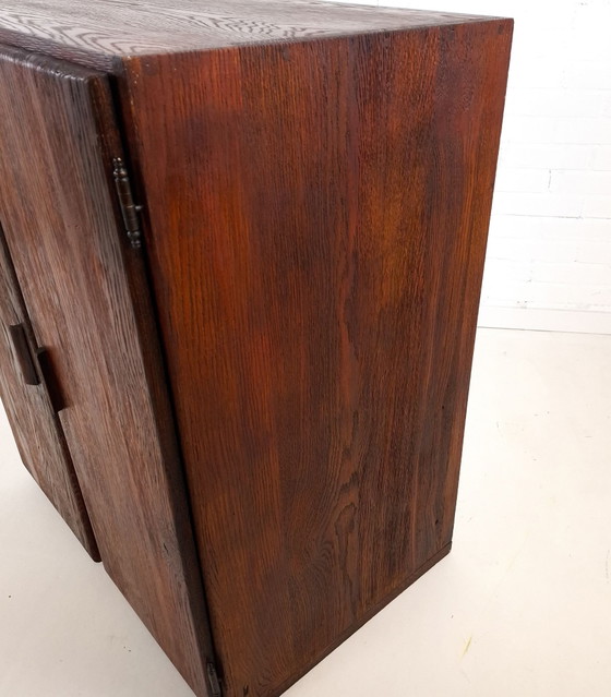 Vintage brutalist sideboard rough dark brown wood (photo 4 of 13)