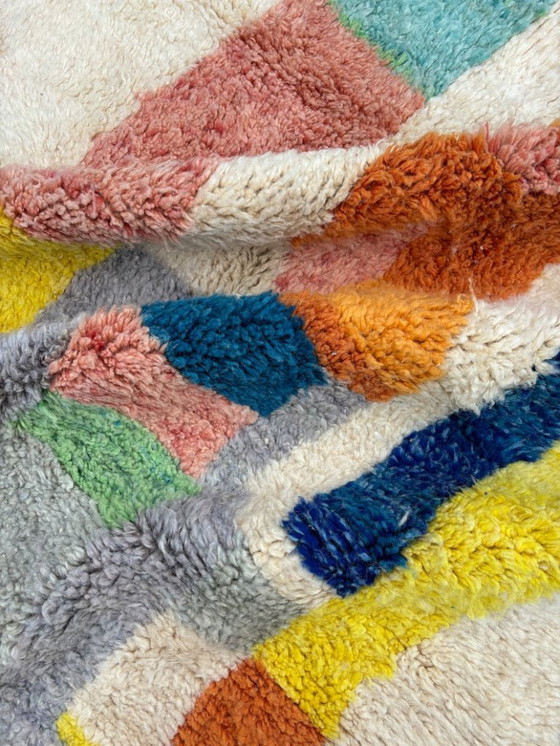 Image 1 of Ecru Berber carpet with colored patterns 250cmx150cm