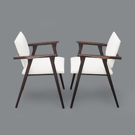 Image 1 of Coppia di poltrone con braccioli in legno, anni '50