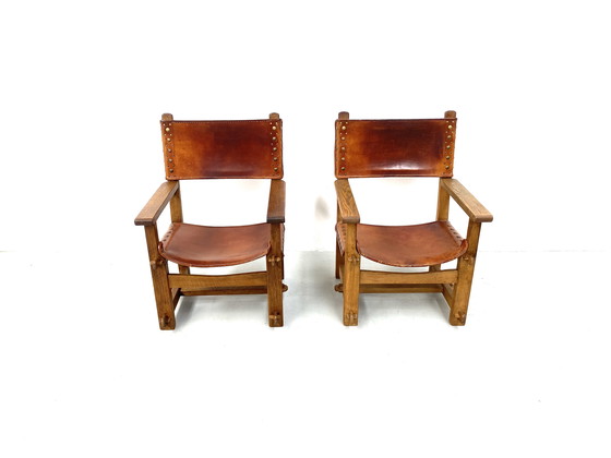 Image 1 of Antieke Franse handgemaakte Brutalistische Kasteelstoelen, jaren 1920