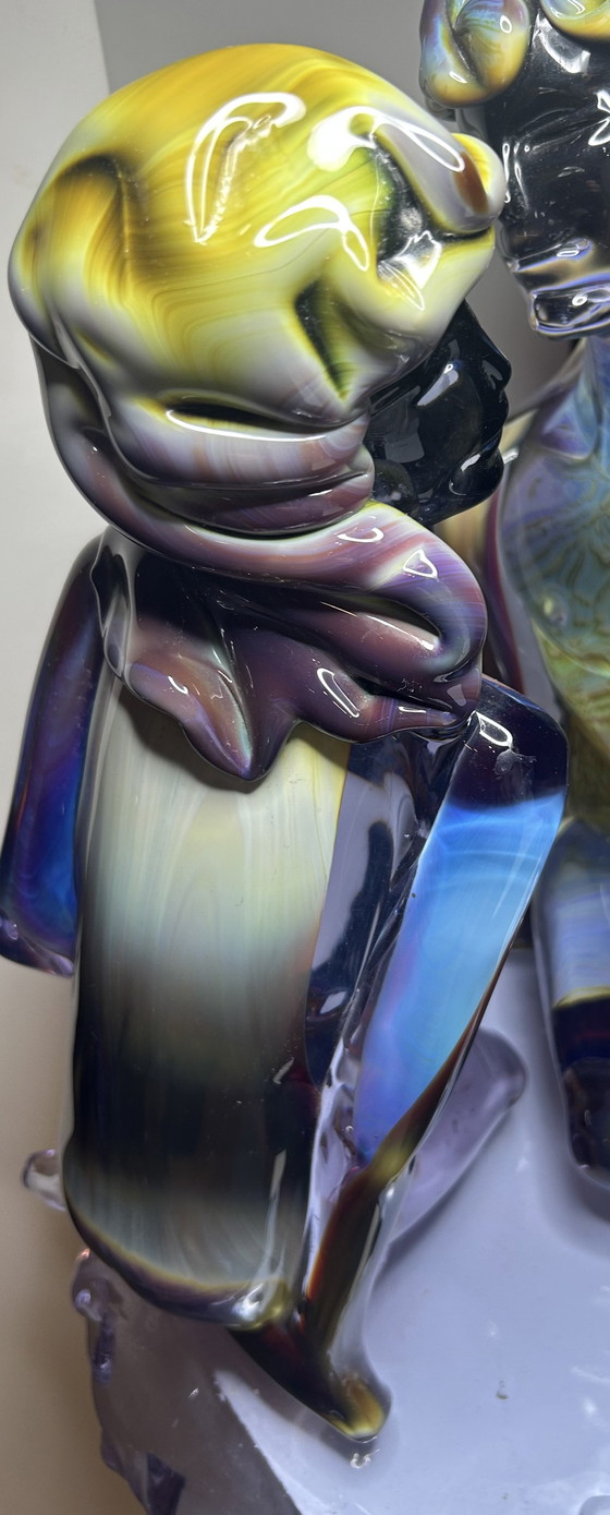 Image 1 of Rare sculpture en verre de Murano Loredano Rosin – Calcedonia « Amoureux » – Signée