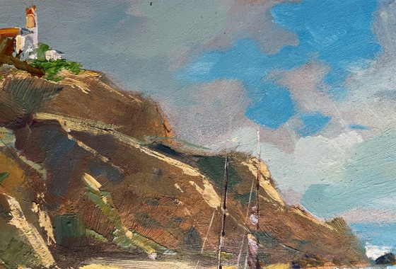 Image 1 of Original Oil Painting Summer Coastal Landscape Sunny day at sea