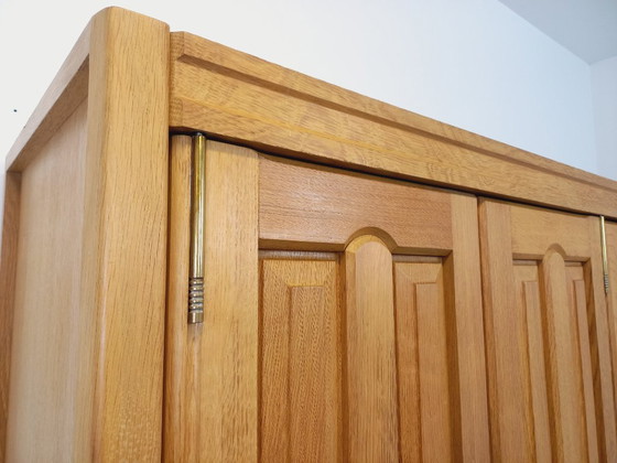 Image 1 of Guillerme et Chambron vintage solid oak wardrobe from the 60s